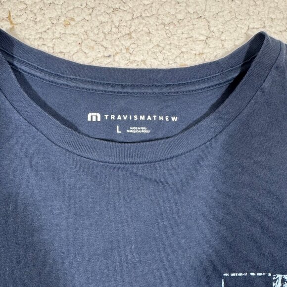 Travis Mathew Lighthouse Rock T-Shirt Men's Large Blue Navy - Picture 5 of 5